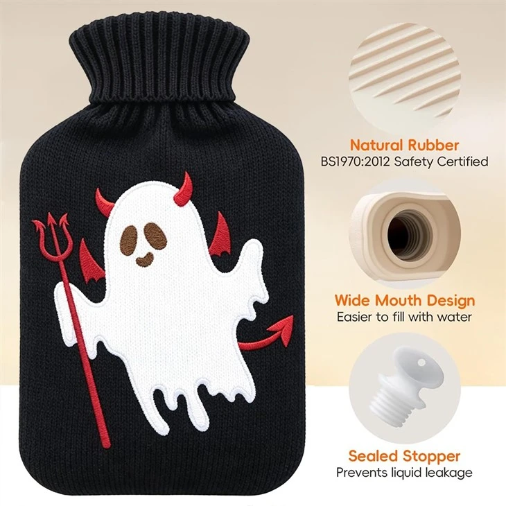Rubber Hot And Cool Water Bottle 2l With Halloween Knitted Cover factory