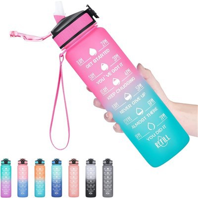 32oz Katta motivatsion Tritan o'lchov vaqti belgisi sport suv shishasi